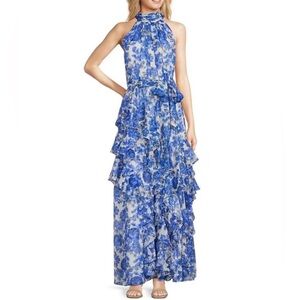 NWOT Alex Marie Fiona Floral Halter Sleeveless Maxi Dress Size 14P